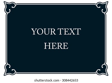 Horizontal border frame deco. Vector art simple line corner signboard