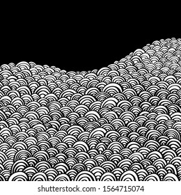Horizontal border with hand-drawn arcs. Abstract background with semi-circles. Vector frame. EPS 8