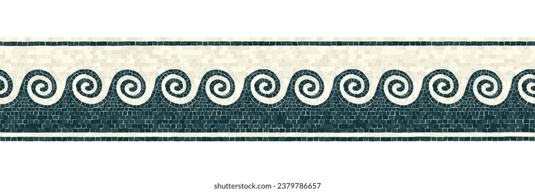 Horizontal border mosaic tiles, vector pattern