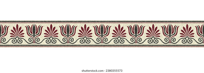 Horizontal border mosaic tiles, vector pattern