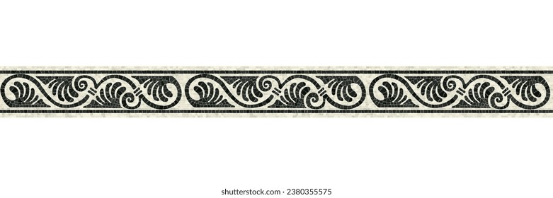 Horizontal border mosaic tiles, vector pattern