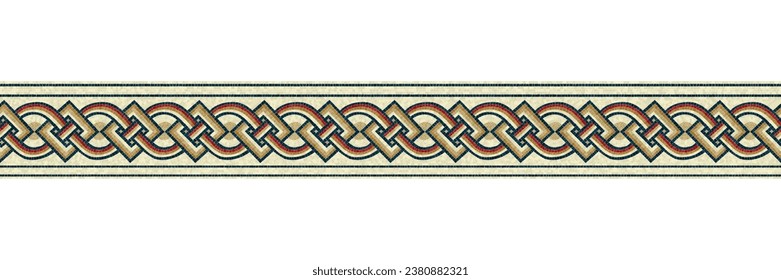 Horizontal border mosaic tiles, vector pattern