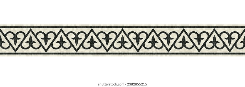 Horizontal border mosaic tiles, vector pattern