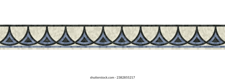 Horizontal border mosaic tiles, vector pattern