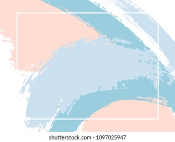 Horizontal border with paint brush strokes background.  Flat design template for card. Vector border rectangular frame with colorful painted ink brushstrokes backdrop, watercolor texture.