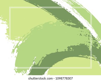 Horizontal border with paint brush strokes background.  Modern design template for card. Vector border rectangular frame with colorful painted ink brushstrokes backdrop, watercolor texture.