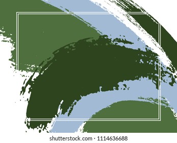 Horizontal border with paint brush strokes background.  Trendy design template for card. Vector border rectangular frame with colorful painted ink brushstrokes watercolor texture.
