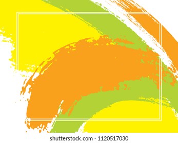 Horizontal border with paint brush strokes background.  Elegant design template for card. Vector border rectangular frame with colorful painted ink brushstrokes watercolor texture.