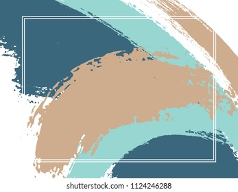 Horizontal border with paint brush strokes background.  Trendy design template for card. Vector border rectangular frame with colorful painted ink brushstrokes watercolor texture.