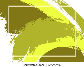 Horizontal border with paint brush strokes background.  Graphic design template for flyer. Vector border rectangular frame with colorful painted ink brushstrokes watercolor texture.