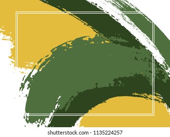 Horizontal border with paint brush strokes background.  Graphic design template for flyer. Vector border rectangular frame with colorful painted ink brushstrokes watercolor texture.