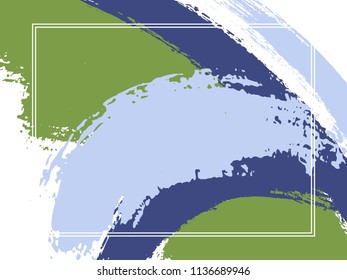 Horizontal border with paint brush strokes background.  Graphic design template for card. Vector border rectangular frame with colorful painted ink brushstrokes watercolor texture.