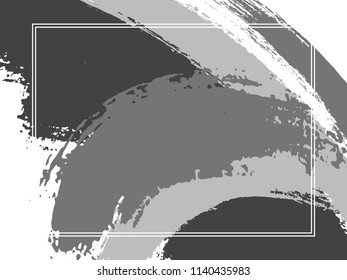 Horizontal border with paint brush strokes background.  Advert design template for card. Vector border rectangular frame with colorful painted ink brushstrokes watercolor texture.