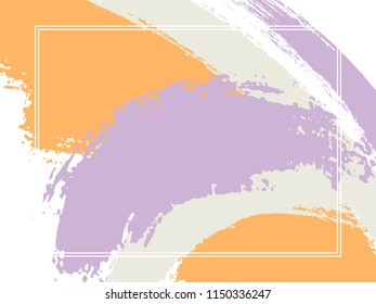 Horizontal border with paint brush strokes background.  Grunge design template for card. Vector border rectangular frame with colorful painted ink brushstrokes backdrop, watercolor texture.