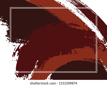 Horizontal border with paint brush strokes background.  Retro design template for card. Vector border rectangular frame with colorful painted ink brushstrokes backdrop, watercolor texture.