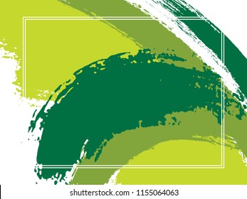 Horizontal border with paint brush strokes background.  Graphic design template for banner. Vector border rectangular frame with colorful painted ink brushstrokes watercolor texture.