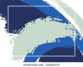 Horizontal border with paint brush strokes background.  Trendy design template for card. Vector border rectangular frame with colorful painted ink brushstrokes watercolor texture.
