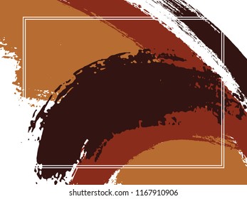 Horizontal border with paint brush strokes background.  Graphic design template for banner. Vector border rectangular frame with colorful painted ink brushstrokes watercolor texture.
