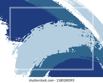 Horizontal border with paint brush strokes background.  Line art design template for card. Vector border rectangular frame with colorful painted ink brushstrokes watercolor texture.