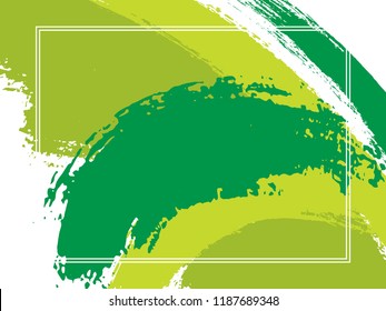 Horizontal border with paint brush strokes background.  Modern design template for card. Vector border rectangular frame with colorful painted ink brushstrokes watercolor texture.