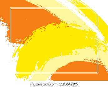 Horizontal border with paint brush strokes background.  Graphic design template for banner. Vector border rectangular frame with colorful painted ink brushstrokes watercolor texture.
