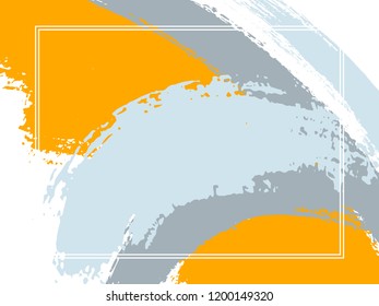 Horizontal border with paint brush strokes background.  Graphic design template for flyer. Vector border rectangular frame with colorful painted ink brushstrokes backdrop, watercolor texture.
