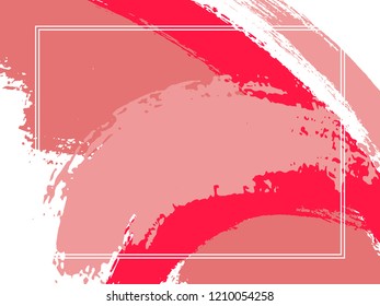 Horizontal border with paint brush strokes background.  Flat design template for card. Vector border rectangular frame with colorful painted ink brushstrokes backdrop, watercolor texture.