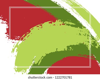 Horizontal border with paint brush strokes background.  Stylish design template for card. Vector border rectangular frame with colorful painted ink brushstrokes backdrop, watercolor texture.