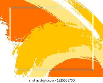 Horizontal border with paint brush strokes background.  Vintage design template for card. Vector border rectangular frame with colorful painted ink brushstrokes backdrop, watercolor texture.
