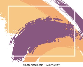 Horizontal border with paint brush strokes background.  Trendy design template for card. Vector border rectangular frame with colorful painted ink brushstrokes watercolor texture.