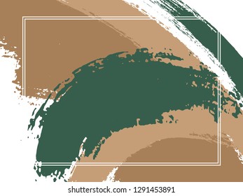 Horizontal border with paint brush strokes background.  Retro design template for card. Vector border rectangular frame with colorful painted ink brushstrokes backdrop, watercolor texture.