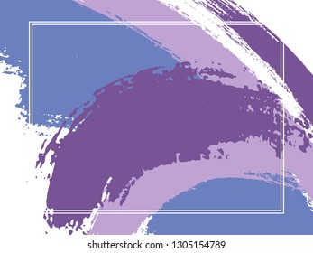 Horizontal border with paint brush strokes background.  Graphic design template for banner. Vector border rectangular frame with colorful painted ink brushstrokes watercolor texture.