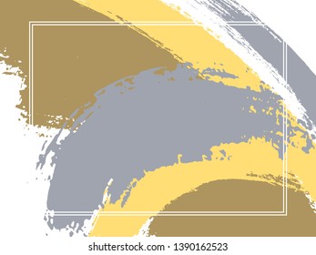 Horizontal border with paint brush strokes background.  Vintage design template for card. Vector border rectangular frame with colorful painted ink brushstrokes watercolor texture.