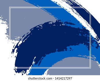 Horizontal border with paint brush strokes background.  Graphic design template for banner. Vector border rectangular frame with colorful painted ink brushstrokes watercolor texture.