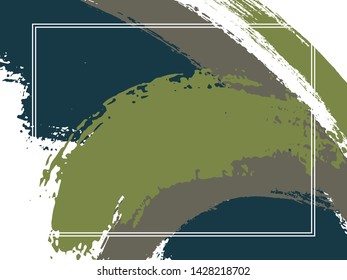 Horizontal border with paint brush strokes background.  Elegant design template for card. Vector border rectangular frame with colorful painted ink brushstrokes watercolor texture.