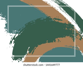 Horizontal border with paint brush strokes background.  Stylish design template for card. Vector border rectangular frame with colorful painted ink brushstrokes watercolor texture.