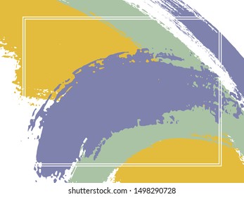 Horizontal border with paint brush strokes background.  Acrylic design template for card. Vector border rectangular frame with colorful painted ink brushstrokes watercolor texture.