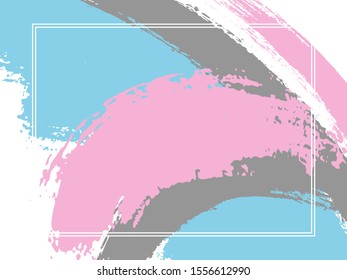 Horizontal border with paint brush strokes background.  Graphic design template for poster. Vector border rectangular frame with colorful painted ink brushstrokes backdrop, watercolor texture.