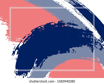Horizontal border with paint brush strokes background.  Trendy design template for card. Vector border rectangular frame with colorful painted ink brushstrokes backdrop, watercolor texture.