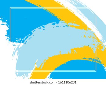 Horizontal border with paint brush strokes background.  Advert design template for card. Vector border rectangular frame with colorful painted ink brushstrokes watercolor texture.