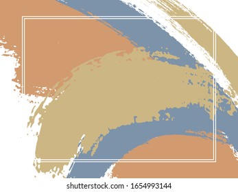 Horizontal border with paint brush strokes background.  Modern design template for card. Vector border rectangular frame with colorful painted ink brushstrokes watercolor texture.