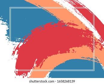 Horizontale Grenze mit Farbpinselstrich, hintergrund.  Trendy Design-Vorlage für die Karte. Vektorillustration Rand rechteckigen Rahmen mit farbenprächtigen Pinselstrichen Aquarell Textur.