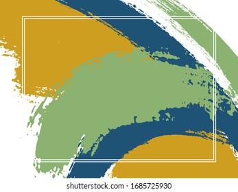 Horizontal border with paint brush strokes background.  Elegant design template for card. Vector border rectangular frame with colorful painted ink brushstrokes backdrop, watercolor texture.