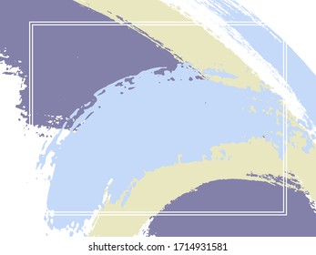Horizontal border with paint brush strokes background.  Line art design template for card. Vector border rectangular frame with colorful painted ink brushstrokes backdrop, watercolor texture.