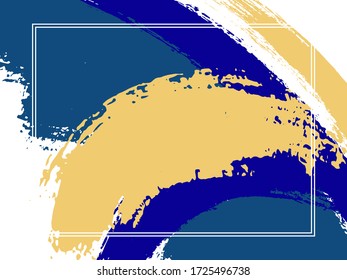 Horizontal border with paint brush strokes background.  Grunge design template for card. Vector border rectangular frame with colorful painted ink brushstrokes watercolor texture.