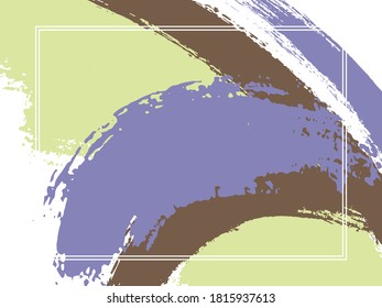 Horizontal border with paint brush strokes background.  Textured design template for card. Vector border rectangular frame with colorful painted ink brushstrokes watercolor texture.