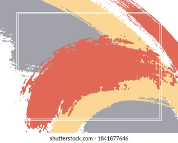 Horizontal border with paint brush strokes background.  Graphic design template for poster. Vector border rectangular frame with colorful painted ink brushstrokes watercolor texture.