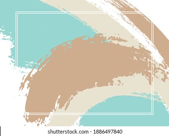 Borde horizontal con pincel de pintura traza el fondo.  Plantilla de diseño acrílico para tarjeta. Borde vectorial marco rectangular con pinceles de tinta pintada de color textura acuarela.