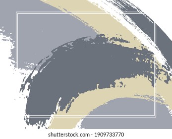 Borde horizontal con pincel de pintura traza el fondo.  Plantilla de diseño de moda para tarjeta. Marco rectangular de borde vectorial con fondo de pinceles de tinta pintada de color, textura de acuarela.