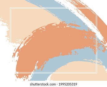 Horizontal border with paint brush strokes background.  Graphic design template for poster. Vector border rectangular frame with colorful painted ink brushstrokes watercolor texture.
